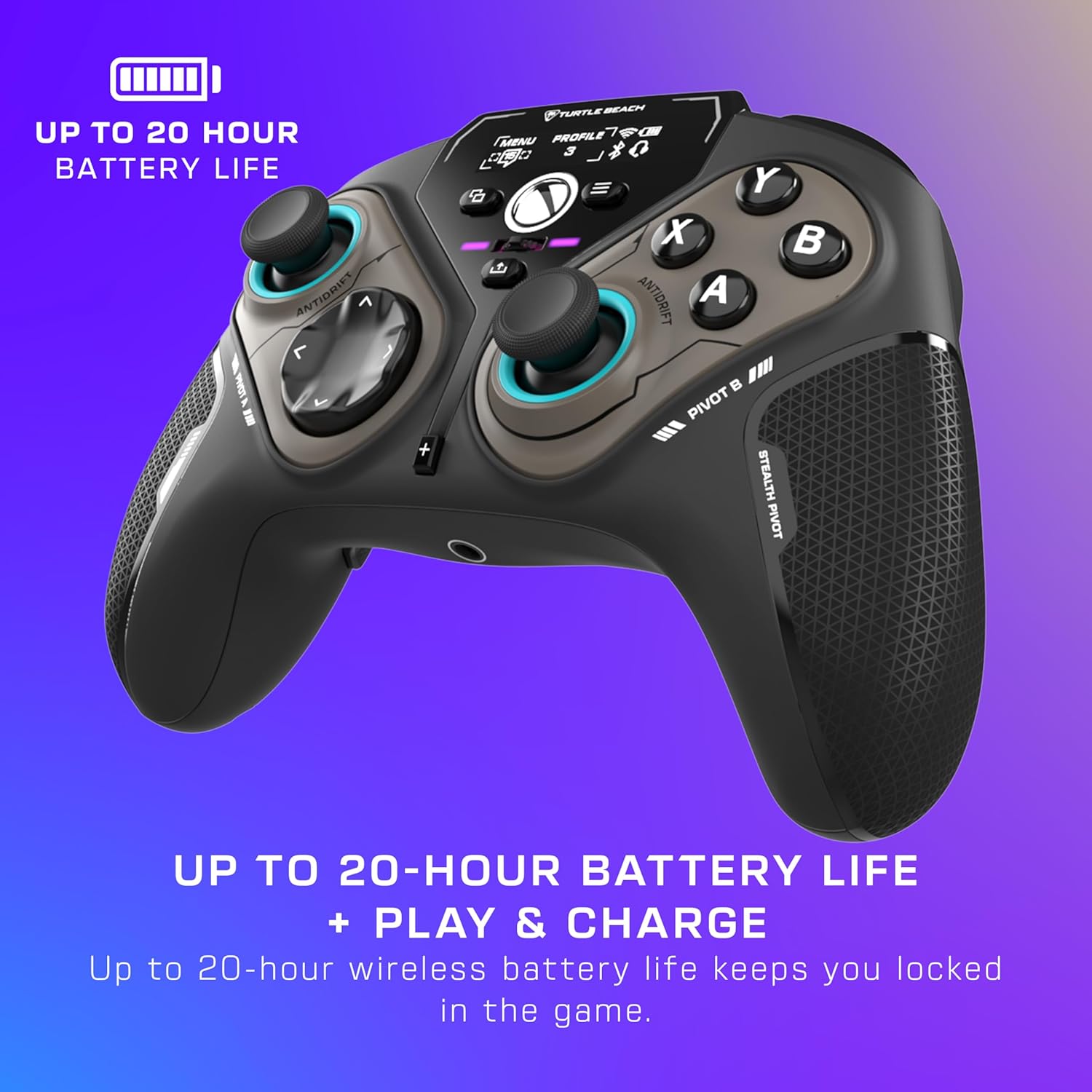 Stealth Pivot Wireless Smart Game Controller Officially Licensed for Windows PC – Rotating Modules, Display Dashboard, Hall-Effect Sticks, Remappable Buttons, Bluetooth, 20-Hour Battery