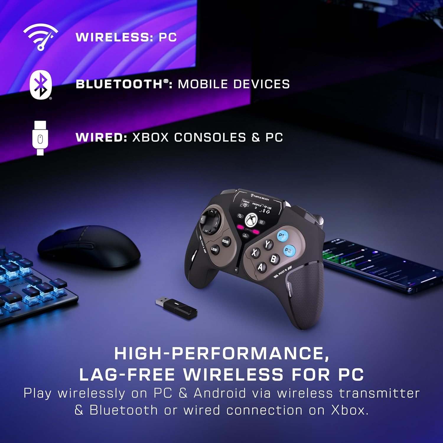 Stealth Pivot Wireless Smart Game Controller Officially Licensed for Windows PC – Rotating Modules, Display Dashboard, Hall-Effect Sticks, Remappable Buttons, Bluetooth, 20-Hour Battery